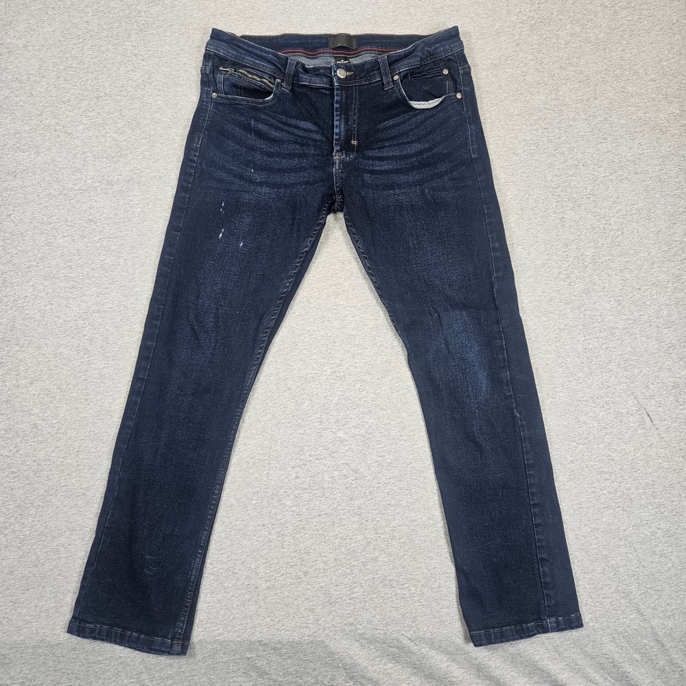 Steve's Jeans Mens 33x30 Dark Wash Straight Leg Stretch Denim Zipper Detail